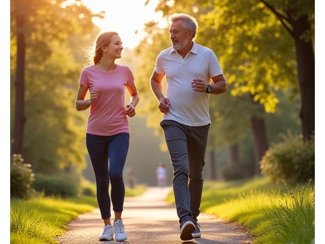 Adulți români (40-50 ani) angajați în activități fizice moderate, plini de vitalitate